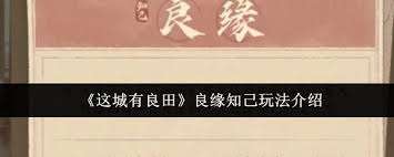 这城有良田良缘知己怎么玩
